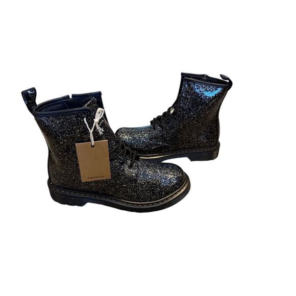 Dr. Martens 1460 Junior Kids Black Glitter Lace Up Boots Size 6 Big Girls - Picture 2 of 15